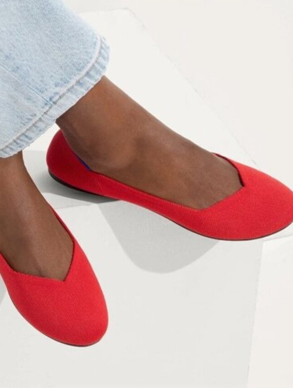 Rothy's Womens Coral/Blue Knit Slip-On Pointed Toe Flats Contrast Trim US 11